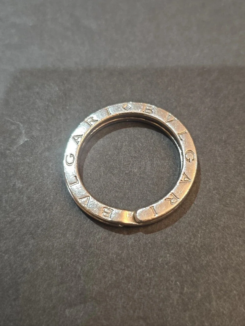 Bvlgari Key Ring Round Sterling Silver 925 w/Logo Solid Pattern